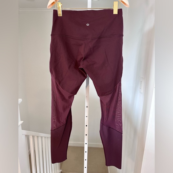 Lululemon Maroon / Burgundy Leggings with Mesh Accents size 10 - Picture 3 of 7